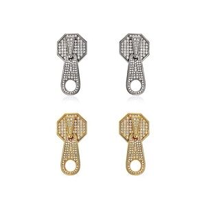 NEW - BOONEE Zipper Gold Crystal Earrings